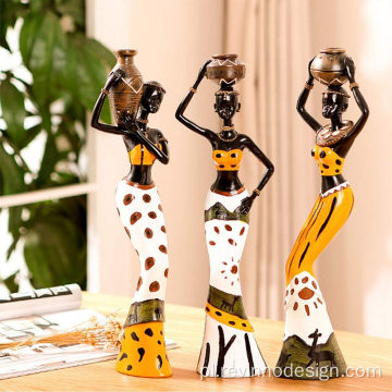 Afrykańskie rzeźba dziewczęta plemienna dama figurka wystrój posągów